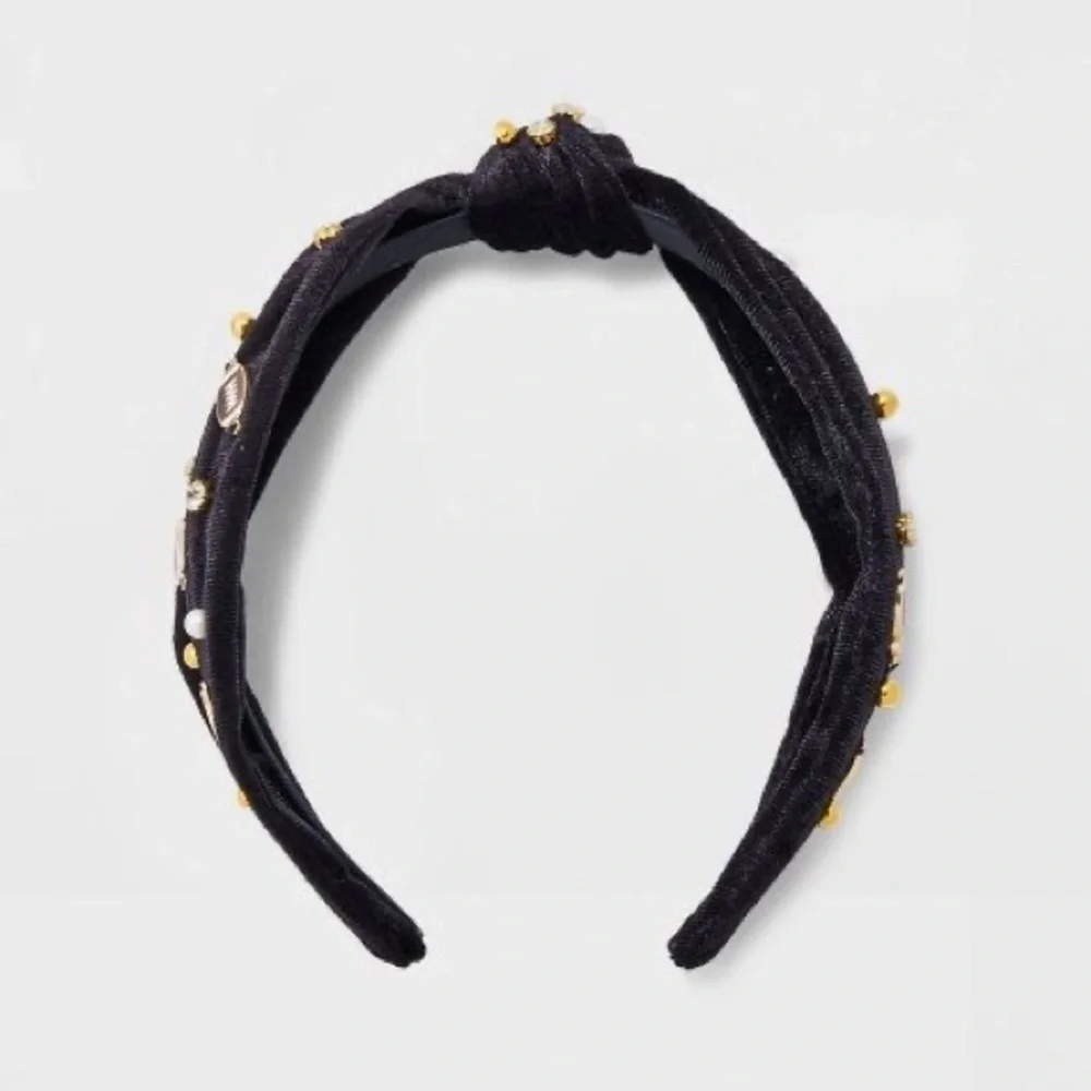 Footballs and‎ Studs Velvet Top Knot Headband - Black - NWT